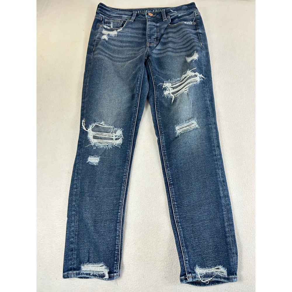 American Eagle Distressed Jeans Women 4 Regular Blue Stretch Grunge‎